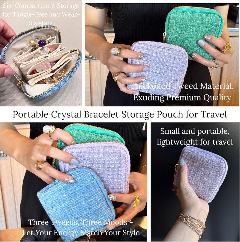 CHIMORY 2026 New Mini Jewelry Travel Case – Jewelry Travel Case for Crystal Bracelets, Rings, Bangles with Smooth Metal Zipper, Elegant Jewelry Pouch for Journey, Crystal Jewelry Storage Pouch, Tweed Purple - Image 5